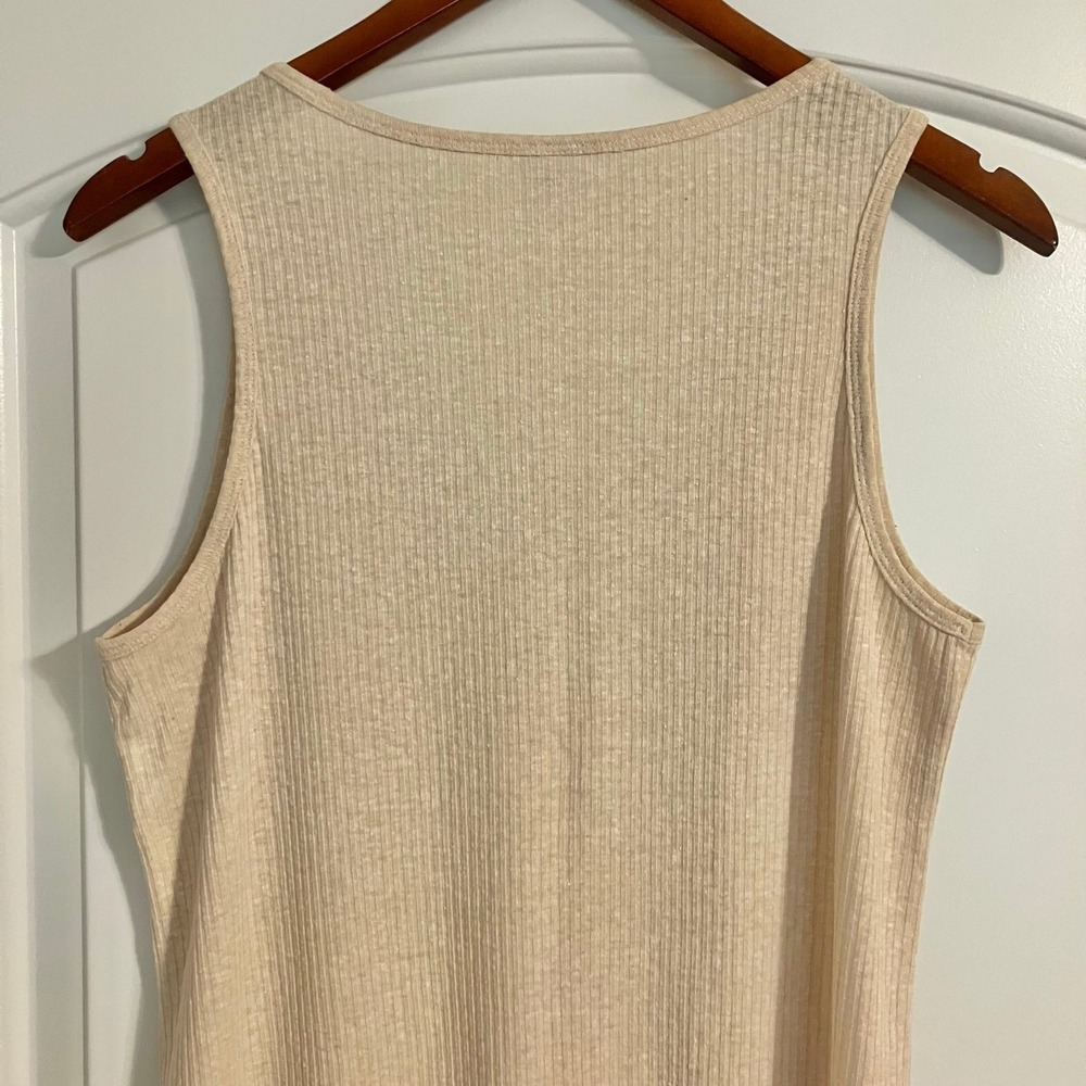 Old Navy Fitted Sleeveless Rib-Knit Midi Tank Sweater Dress Heather Oatmeal (M) - Picture 6 of 10